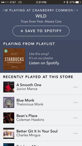 starbucks en spotify app-integratie