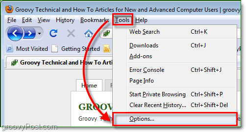 gå till verktygen.> </center> alternativ område med firefox ”bredd =” 502 ″ höjd = ”270 ″ gräns =” 0 ″> </p> <p> <strong> 2. </strong> <em> Klicka </em> fliken <strong> Program </ strong> och sedan under <strong> Webflöde </ strong> <em> Klicka </em> <strong> Använd Google </strong> från listrutan. <em> Klicka </em> <strong> OK </ strong> för att spara ändringar och avsluta. </p> <p> <center> <img style =