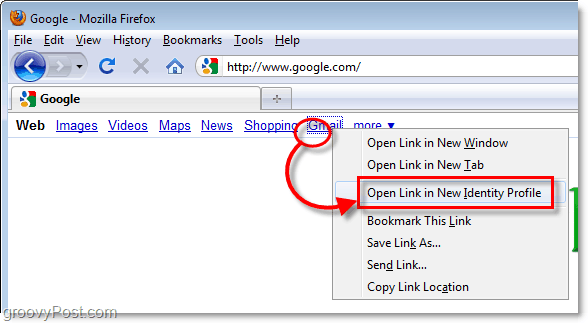 Öffnen Sie den Link in einem neuen Identitätsprofil Firefox