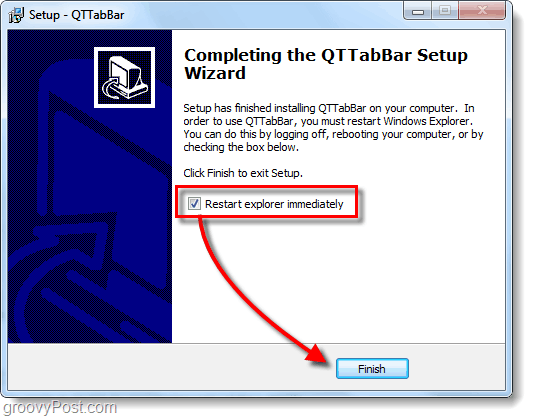 installere og genstart explorer