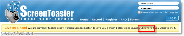 bruk gratis beta av screentoaster