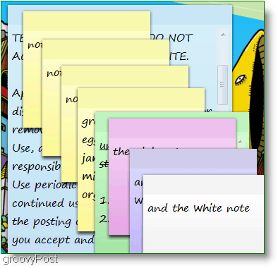 Windows 7 Sticky Notes: Skjermbilde