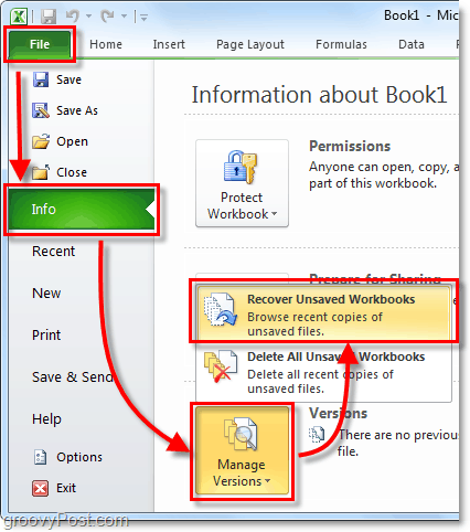 trova la cartella non salvata in Office 2010