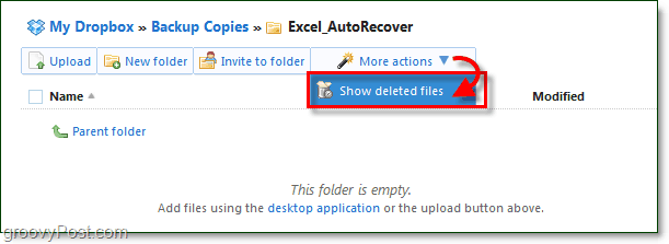 afișează fișierele șterse în dropbox