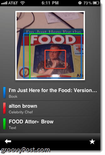 Google Goggles за iPhone, работещи върху корица на книга