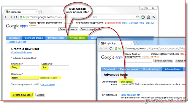 Gooogle-apps optionele bulkupload