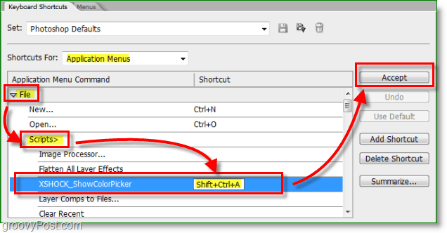 Skjermbilde av Photoshop Color Picker -sett en hurtigtast for showcolorpicker