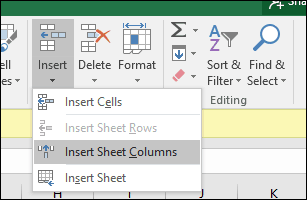 הכנס שורה או תא בתא Excel