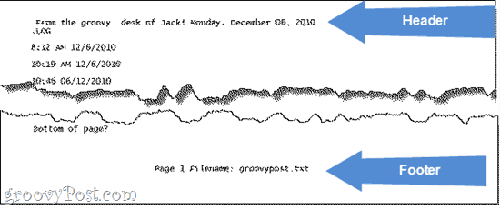 แก้ไขส่วนหัว / ท้ายกระดาษใน Notepad`