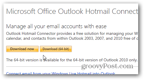 Outlook.com आउटलुक हॉटमेल कनेक्टर - डाउनलोड