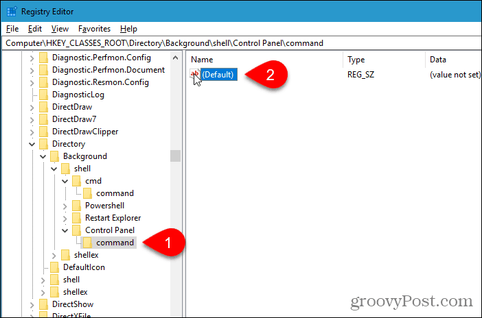 Κάντε διπλό κλικ στην τιμή (Προεπιλογή) για ένα κλειδί στον Επεξεργαστή Μητρώου (Registry Editor)