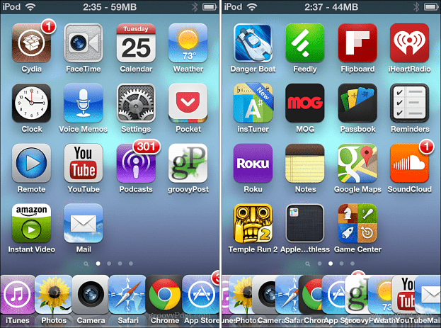 Six et 10 icônes sur le Dock iOS