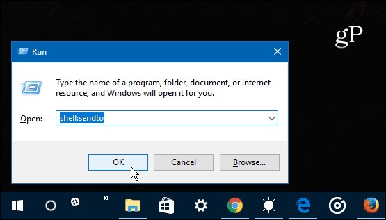 Lägg till snabbstartfältet i kontextmenyn "Skicka till" i Windows 10