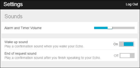 Configurações do Amazon Echo