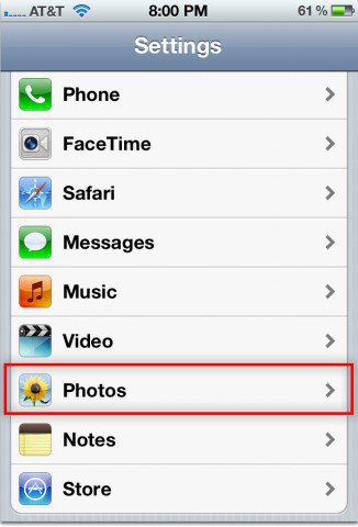Ustawienia iPhone'a Zdjęcia