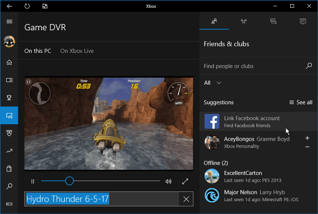 Vaihda Windows 10 Game DVR Captures -kansion sijainti