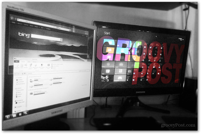 windows 8 dual monitor setup metro desktop kombination indstilling multitask billede