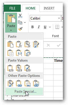 excel paste speciale 2013