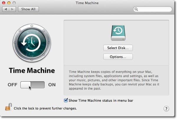 TimeMachineをオンにする