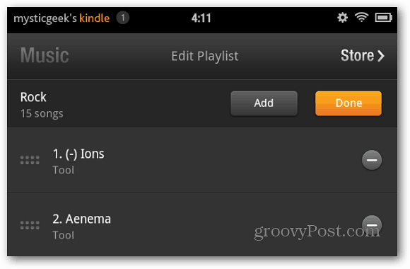Muokkaa soittolista Kindle Fire