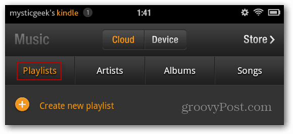 Luo uusi soittolista Kindle Fire