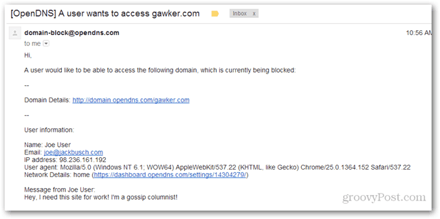 e-mail dagli utenti di opendns