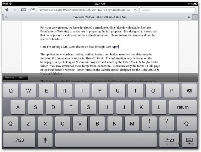 Redigering av Word-dokument iPad