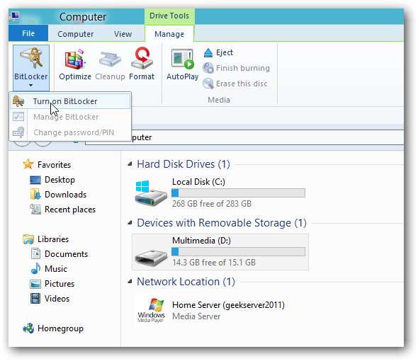 เข้ารหัส USB แฟลชไดรฟ์ใน Windows 8