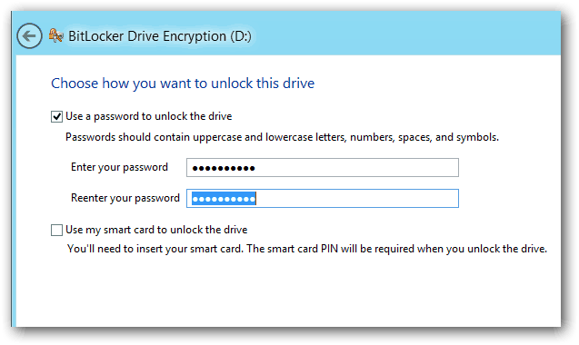 Entrez BitLocker PW