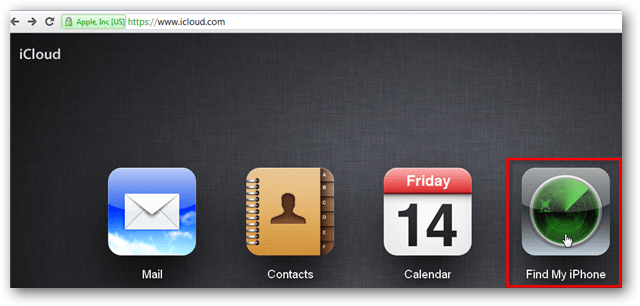 натисніть знайти мій iphone на icloud.com