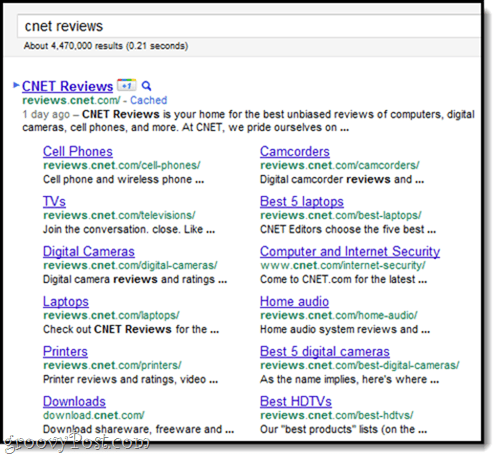 elegir y elegir enlaces de sitio de google