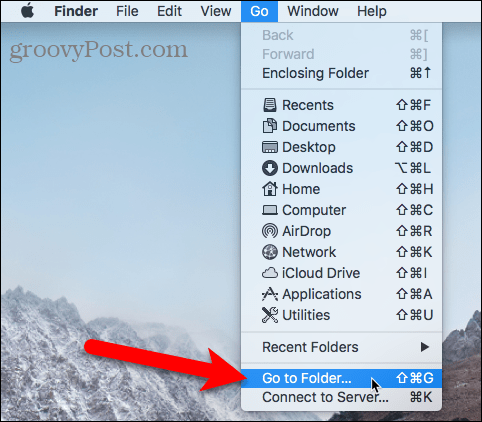 Odaberite Idi na mapu u programu Finder na Macu