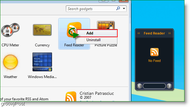 Προσθέστε το Gadget των Windows 7