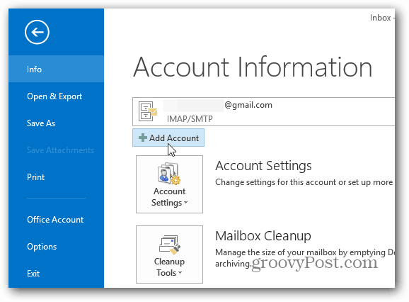 إضافة حساب Outlook