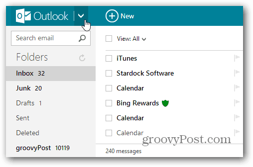 Menu di Outlook