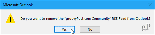 Избришите дијалошки оквир за потврду за подмапу РСС Феед у програму Оутлоок