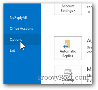 Outlook 2013週番号カレンダーの追加-オプションをクリック