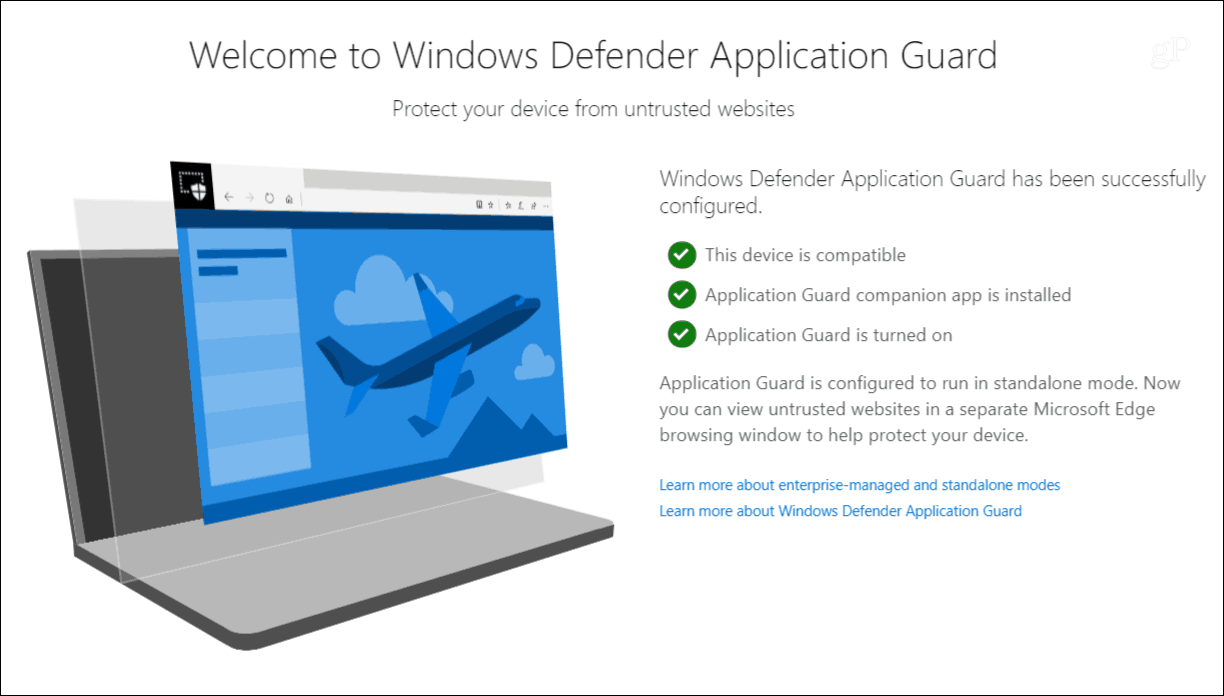 WADG Application Guard installerade Chrome