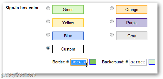 personalizar a cor da caixa de login do gmail