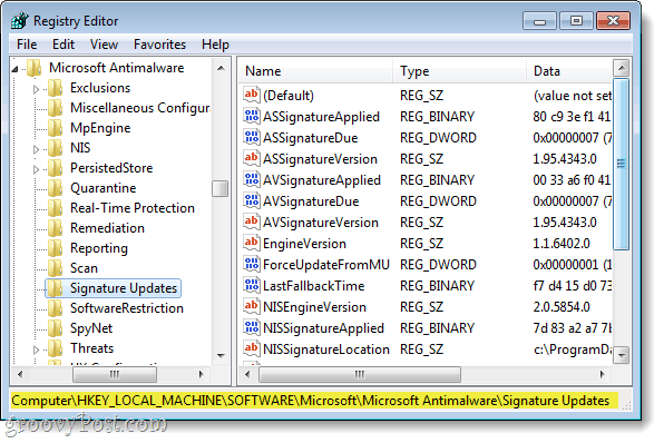 keresse meg a megfelelő rendszerleíró kulcsot a Windows 7 regedit alkalmazásban