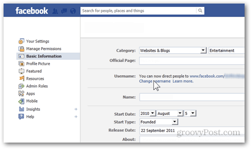 facebookinställningar preferenser grundläggande information användarnamn ändra användarnamn