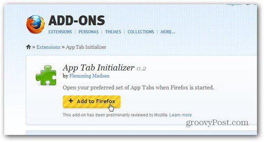 добавяне на инициализатор на раздела за приложения към firefox