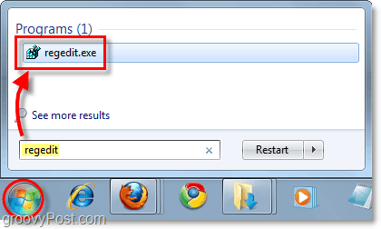 Ouvrez regedit dans Windows 7 et Vista