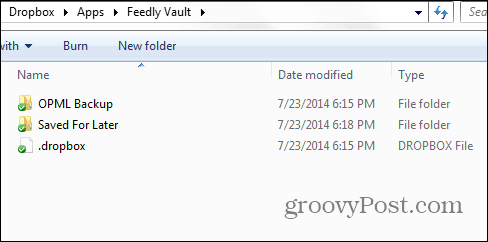 Vault di Dropbox di Feedly beta fatto