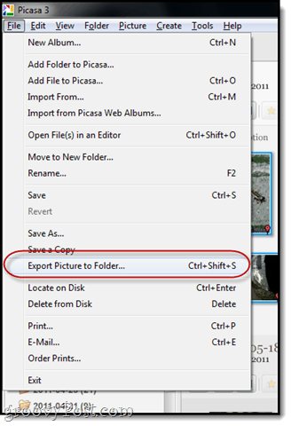 να εξάγετε φωτογραφίες σε picasa