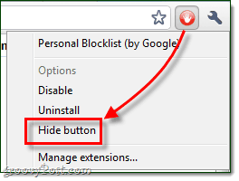 extensión del botón ocultar google chrome