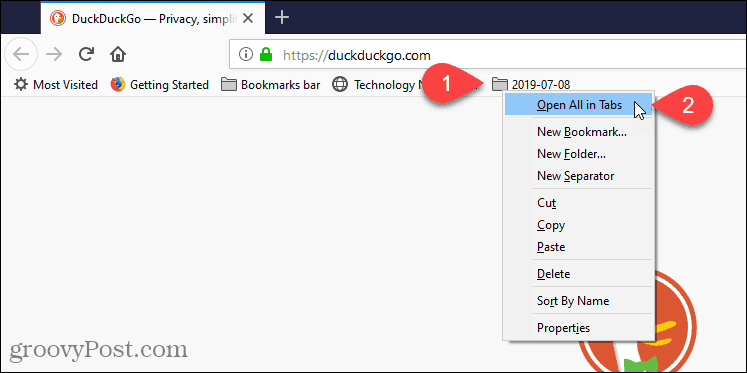 Виберіть Відкрити все на вкладках у Firefox