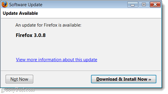 Diálogo de actualización de software de Firefox