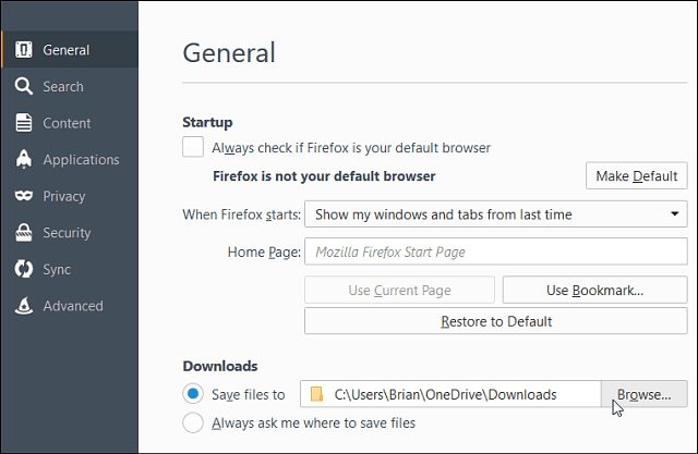 2 Changer l'emplacement de téléchargement Firefox