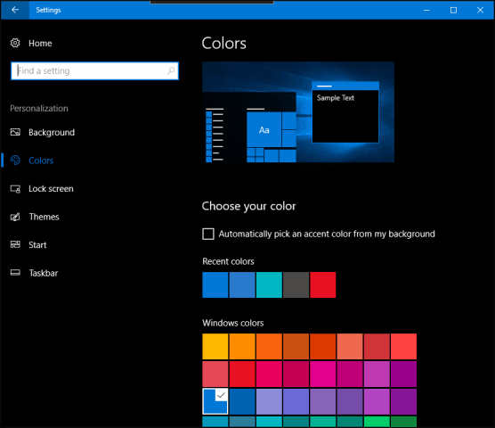 Comment changer la couleur et l'apparence dans la mise à jour de Windows 10 Creators